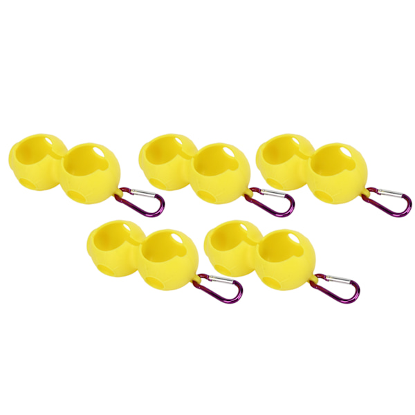 5 stk. Golfbold Silicone Dobbelt Etui Cover Bærbar Golfbold Beskyttende Holder Cover Gul