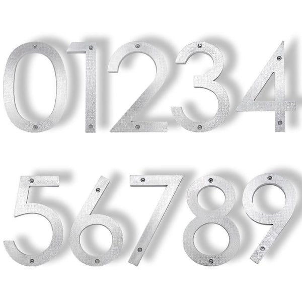 Modern zinklegering hus adressnummer plakett - 8 tum (3, silver)