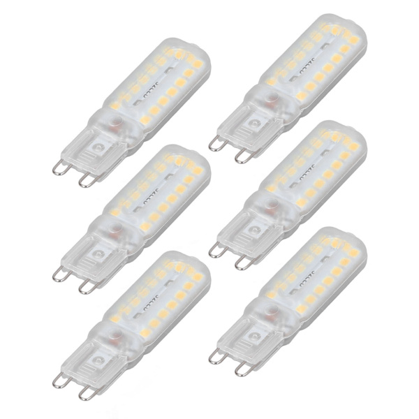 6 stk G9 LED-pærer 7W dimbar 360° belysning erstatningslyspære for vegg skrivebords skaplampe varm hvit 110-140V