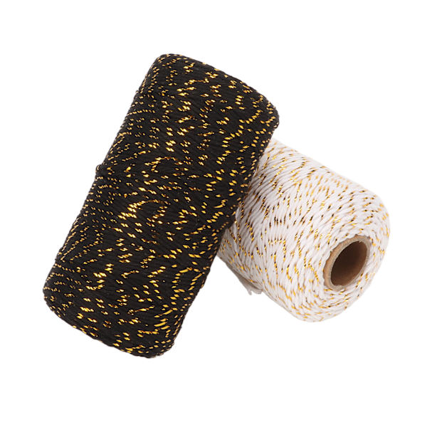2 rullar Twine String Safe 0,08in 109yd Bomull Multi färger Bakersgarn för inslagning och dekoration