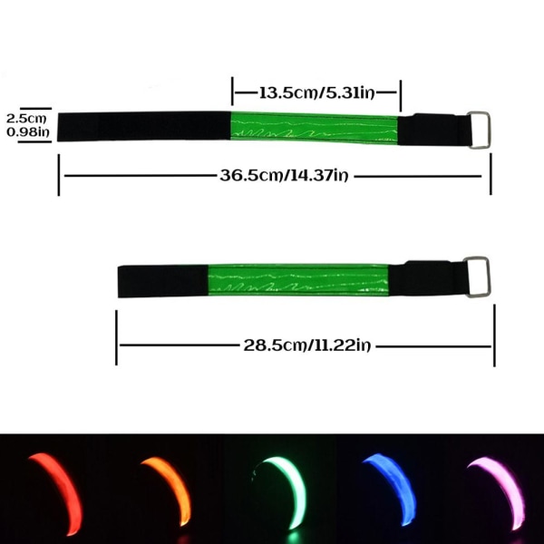 2 stk LED-armbånd USB oppladbart reflekterende bånd Justerbart sikkerhetslys opp armbånd for utendørs jogging Løping Sykkelsport