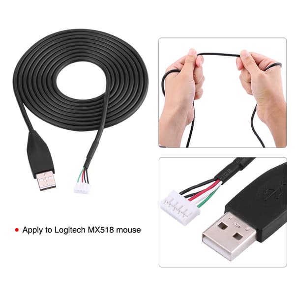 2 meter USB Muse Ledning Kabel Udskiftning Reparations Tilbehør Til Logitech MX518 Gaming Mus