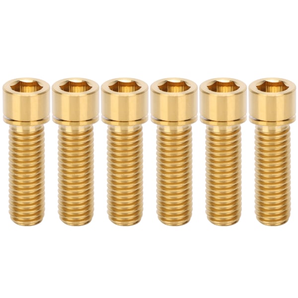 6 stk. M8x25mm Headset Stem Skrue Styrbøjle Bolt Titanium Legering Cykel Reservedel Tilbehør Guld