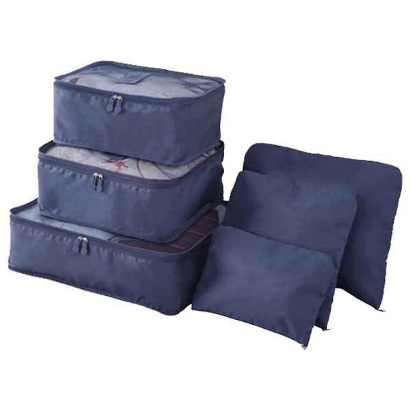 Opbevaringstaske til rejsebagage 6-delt sæt, flerfarvet quiltopbevaringskuffert navy blue