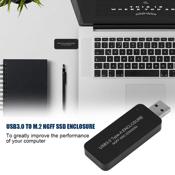 Bärbar USB3.0 till M.2 NGFF SDD-hölje Extern hårddiskbox för 2230/2242