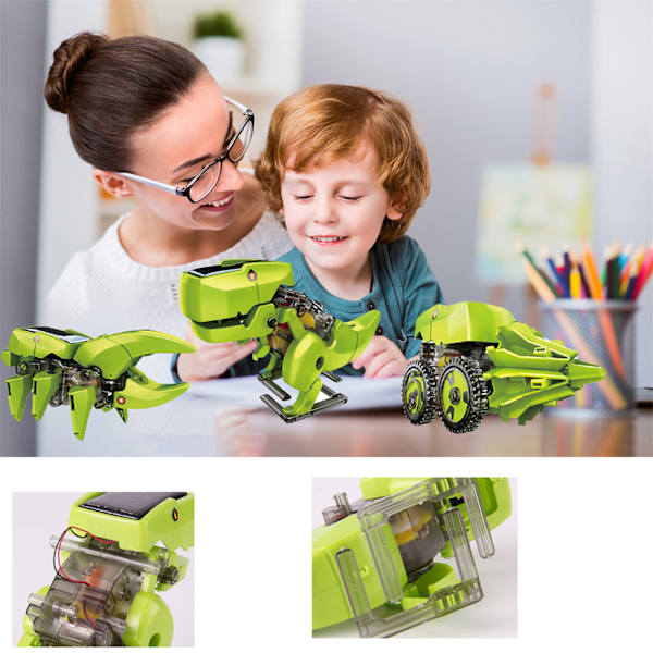 Robot Dinosaur Legetøj 3 i 1 Sol Insekter Robotter Bore Maskiner Samlet Byggespil Legetøj til Børn i Alderen 8 9 10 11 12
