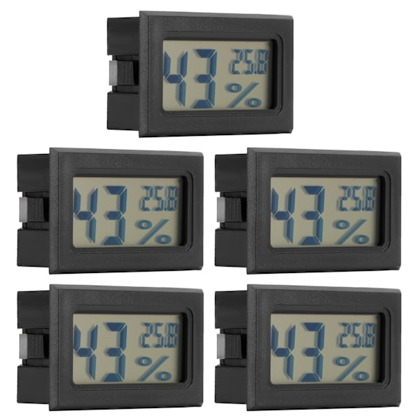 5 st LCD-termometer hygrometer mini inomhus hem skrivbord temperatur fuktighet mätare svart