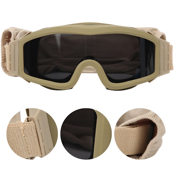 6003 Tactics Windproof Military Glasses Desert Goggles för CS Training Jungle Fieldkhaki