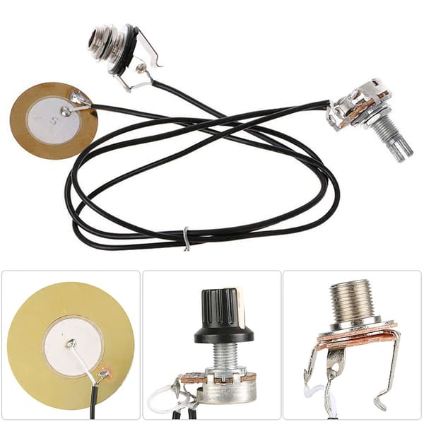 Gitarr Piezo Transducer Pickup för Gitarr Fiol Ukulele Mandolin Banjo Svart