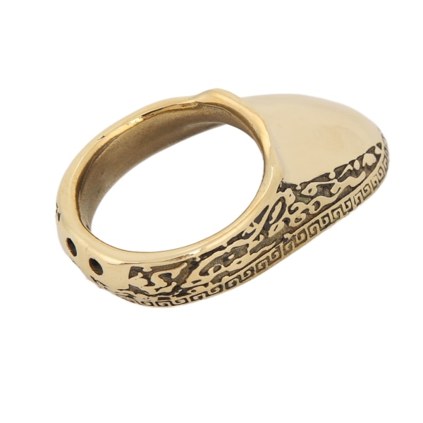 Bueskydning Tommelfingerring Håndlavet Graveringsmønster Messing Fingerbeskytter Tommelfingerbeskytter Ring med Anti-Tabt Reb til Udendørs Bueskydning Jagt 18mm