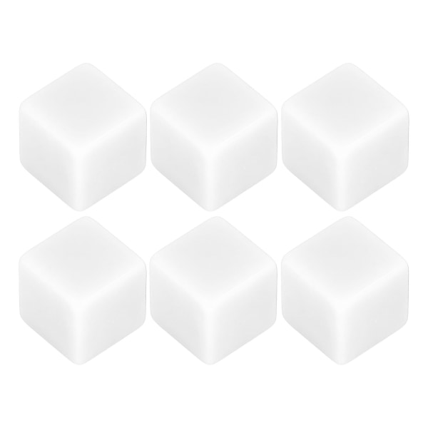 6 stk. Blank terningsett rettvinklet plast sekskantede terninger Klasserom Brettspill DIY Math Counting Teaching Party Favor Fun White