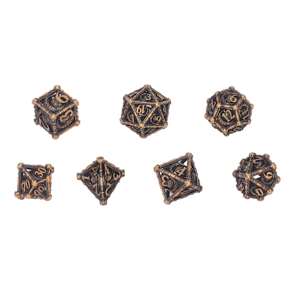 7 stk. hule metal terning sæt klart nummer multifunktionelt høj balance polyhedral terning sæt