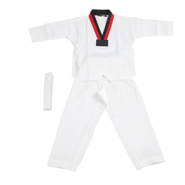 Taekwondo-uniform för barn med bälte polyester och bomull Andas mjuk, sportkarate-uniform för barn för kampsportsträning för pojkar, flickor S
