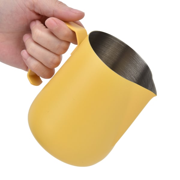 Mjölkskummare Pitcher Tjockare Skummare Kopp 450ml med Spetsig Pip för Kaffemaskin CafeGul
