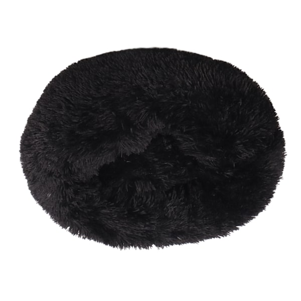 Kæledyrseng Multifunktionel Sød Rund Varmt Behagelig Blød Plys Vaskbar Katteseng Måtte til Katte Hunde Kæledyr Sort Ydre Diameter 50cm/19.7in