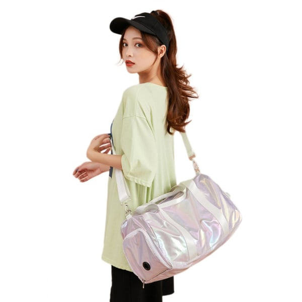 Vanntett sammenleggbar reiseveske Reisevesker Håndbagasje for kvinner New Fashion Duffle Bag Metallic Lilla