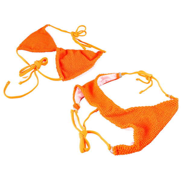 Crosscross Bikini Set Tie Side Ren färg Dam 2 delar Baddräkt Baddräkt för sommar Beach Simning Orange M