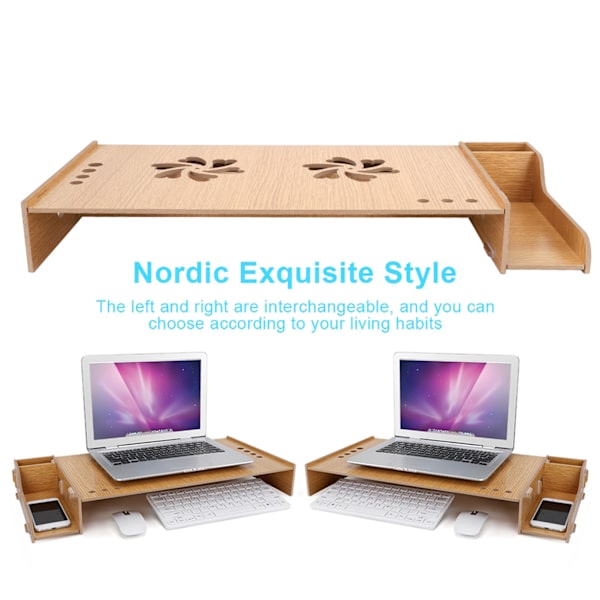 Gör-det-själv Office Desktop Monitor Riser Förvaringslåda Träställ PC Laptop Stativ Organizer(körsbärsträ)