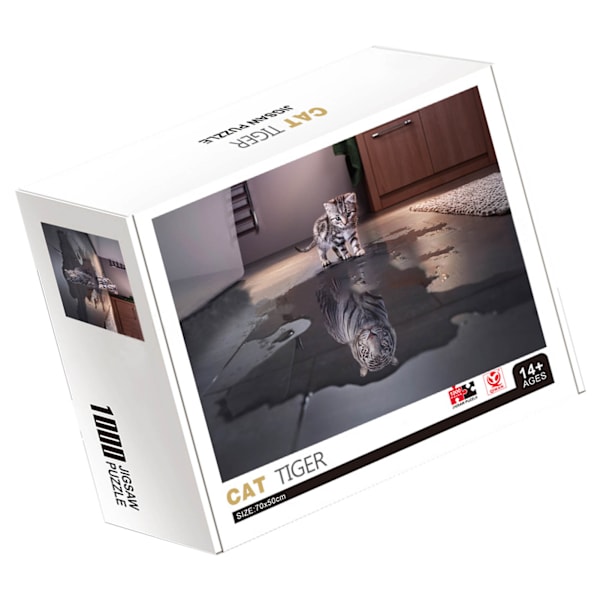 Barnpussel HD-utskrift 1000 st 3 lager pedagogiskt papper 1,5 mm tjocklek 8 zoner bakre pussel konstverk för spel Q1017 Katt Tiger