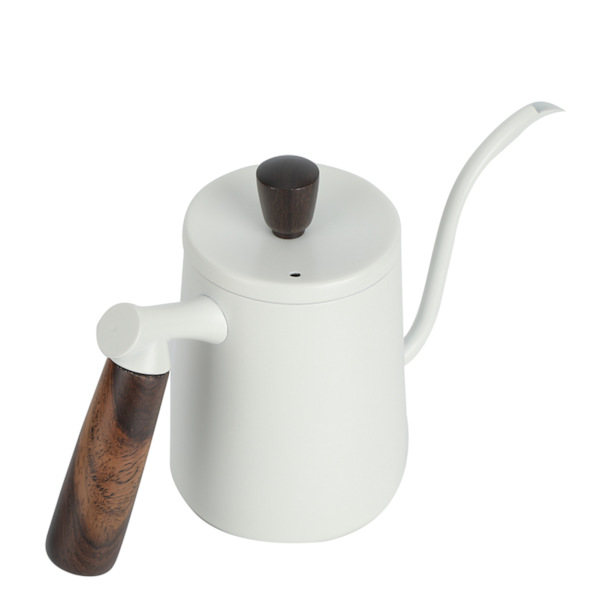 700 ml bärbar kaffekanna i rostfritt stål med lång gåshals och pip för hällning över kaffe, för hem och kafé, vit, 700 ml
