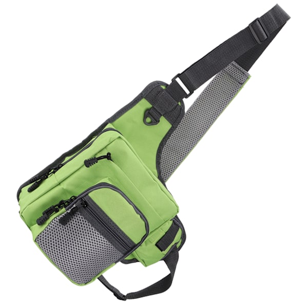 Polyester multifunksjonell fiskeutstyr Crossbody-veske med justerbare skulderstropper (grønn)