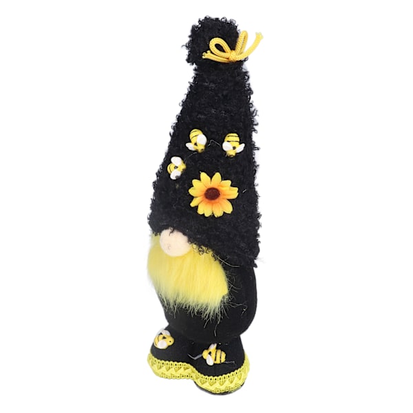 Ansiktslös docka Delikat söt maskot plysch gnom med gul solros blomma gnom docka för påsk bröllop födelsedag svart