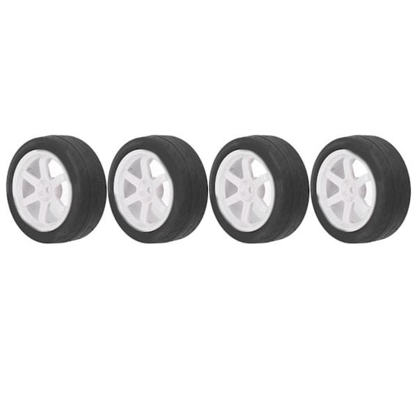 4 stk. RC Bil Dæk Gummi Plast Universal RC Bil Hjul til Tamiya TT01 TT02 XV01 XV02 1/10 Fjernstyret Køretøj Hvid