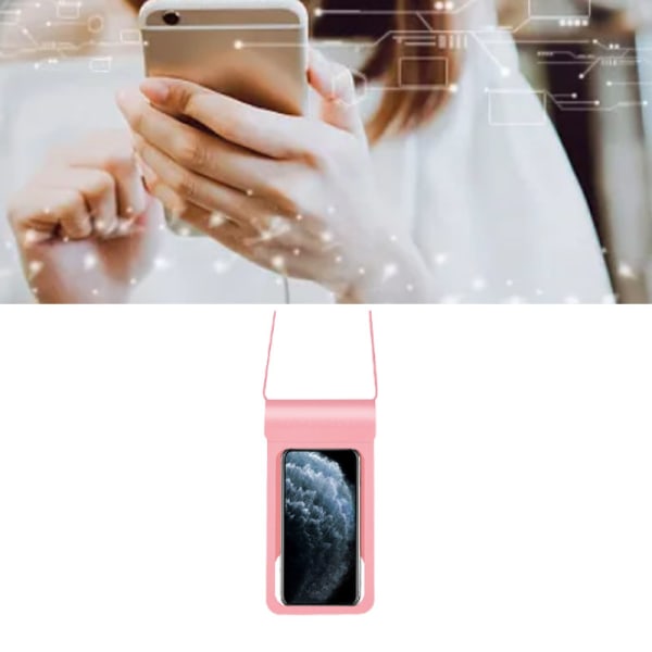 Vanntett telefonveske Stor telefonholderpose Støtte Touch Screen-opptak for vannaktiviteter Rosa