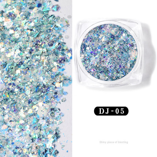 Glitter negledekoration - femtakket stjerne og uregelmæssige pailletter nail art DJ05
