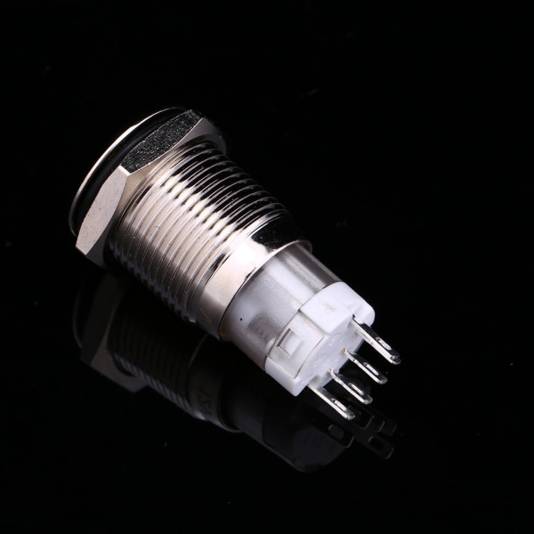 1 stk 16mm 1NO 1NC tilkobling 12V metall LED vippebryter låsende trykknapp