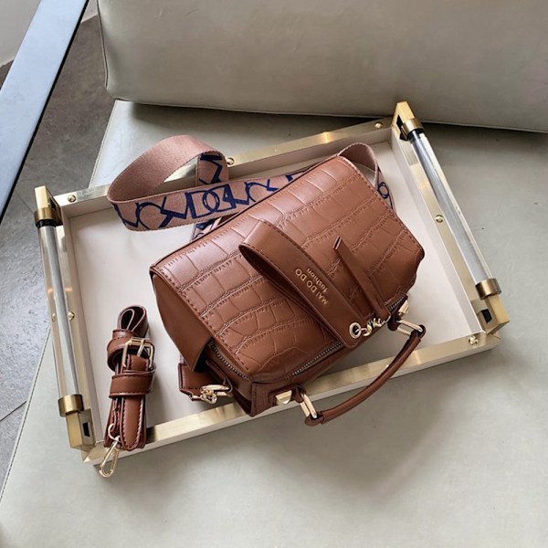 2025 Kvinders Kaffe Teksturerede Firkantede Crossbody Taske Coffee
