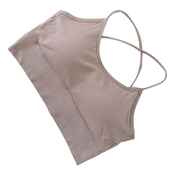 Dam Tanktop med Korsade Spaghettiband, Slim Fit, Vadderad, Grå, Fri Storlek