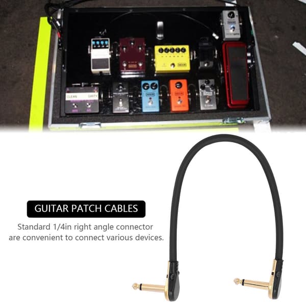 Hållbar 30 cm gitarr effektpedalbräda patchkabel sladd 1/4\" platt rätvinklig kontakt