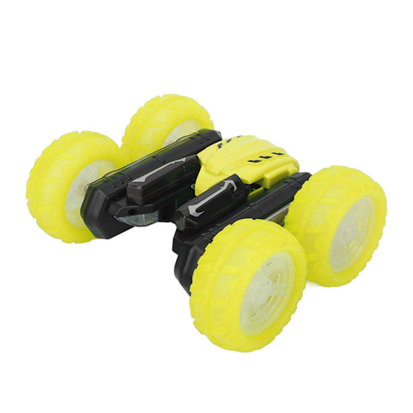 RC Stuntbil 2.4G Hög Hastighet Blommande Effekt Dubbelsidig Textdisplay Fjärrstyrd Bil för 8 År och Äldre Gul