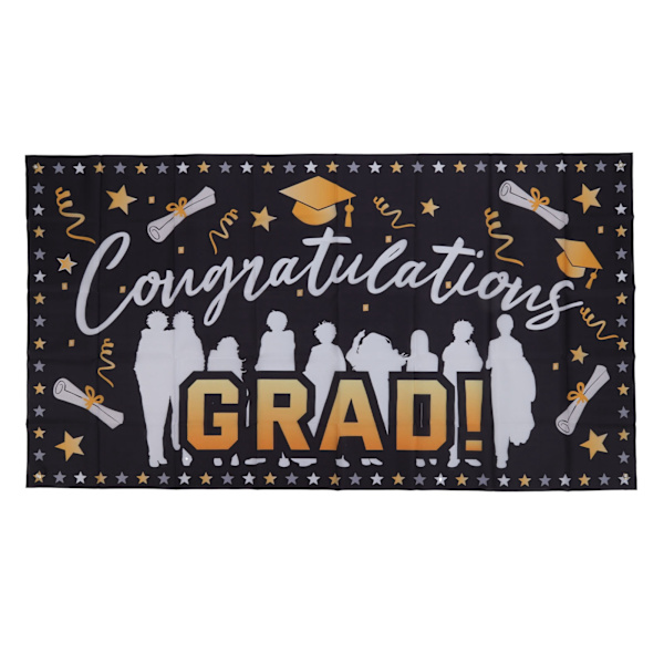 Graduation Banner 71x38in Holdbart Polyester Stof Farveløs 4 Øjer Nem Installation Tillykke Grad Banner til Fest C
