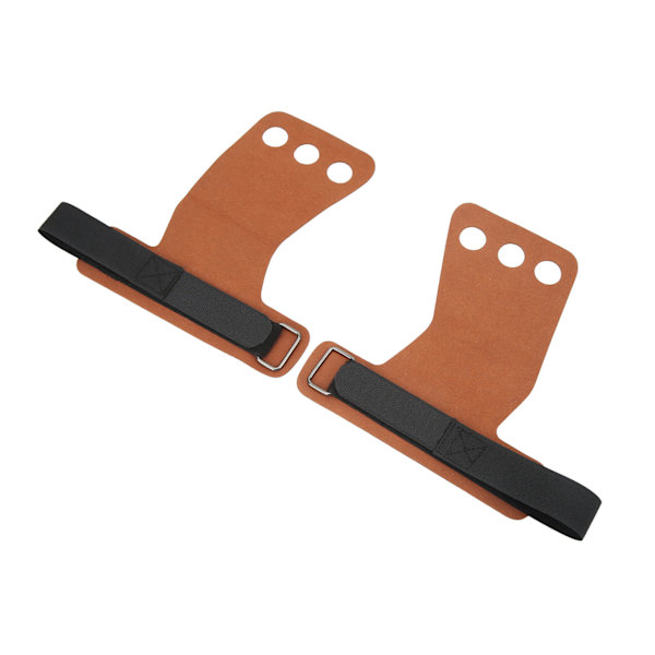 2 stk Gymnastik Palm Protector imiteret læder Tre Fingre Håndgreb til Pull Up Vægtløftning Træning Brun