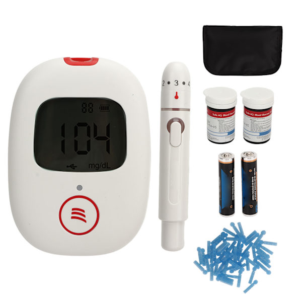 Blodsockermätare Kit Hög Noggrannhet Diabetestillbehör Blodsocker Test Kit med 50 Testremsor 50 Lancetter Typ 1