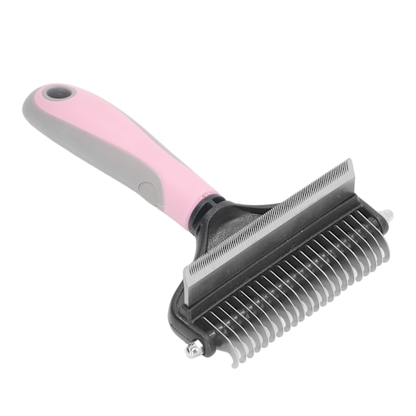 2 i 1 Hundeavfettingsbørste Fjerner floker og knuter Stålbørste for hunder med floker Valp Stor Rosa