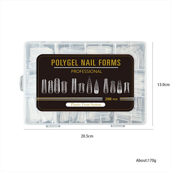 Nail art nagelform blandad 12 stilar pappersfri handförlängning kristall nagelbit transparent nagelfilm 288st A2