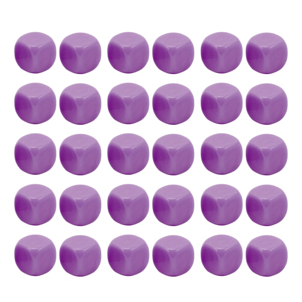 30 kpl Hauska tyhjä noppasarja Tee set -itse palapelin pyöreä kulma 6-puolinen noppa lautapeleihin Matematiikan oppimiseen violetti