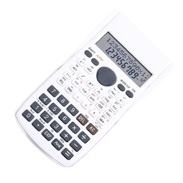 Scientific Calculator 12 cifret 240 funktioner Multifunktion stort display funktion lommeregner med glidende hårdt låg Hvid