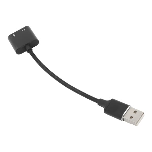 USB Lydadapter Aluminiumlegering Svart Plug and Play USB til 3,5 mm Jack Lydkort for Stasjonære Datamaskiner Bærbare Datamaskiner