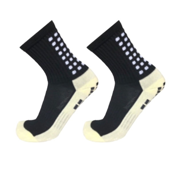 1 Par Sklisikre Mid Socks Tykkere Komfortable Pustende Grip Atletiske Sports Sokker for Fotball Svart