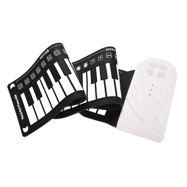 Bärbar elektronisk klaviatur med 49 tangenter Handrullande piano för barn Barn nybörjare (vit)