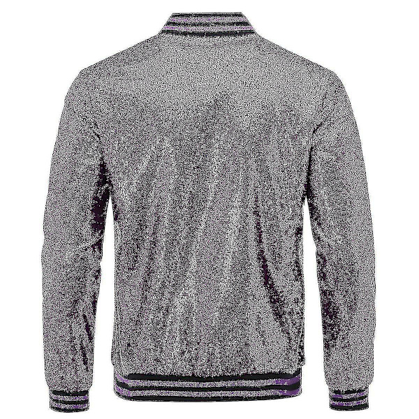 Herre Sequin Fest Bomber Jakke Lilla