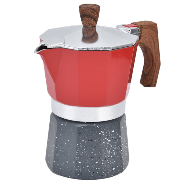 Kaffetillverkare för spishäll, åttakantig form, tjockbottnad kaffebryggare för camping, hushåll, kontor, 3 koppar