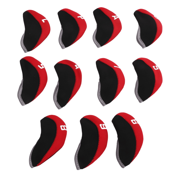 11 STK Golfklubba Headcover Set Neopren Numrerad Golf Club Head Protector för Outdoor Red