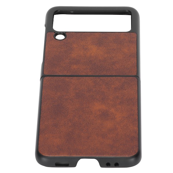 Business Real Læder Texture Beskyttende Foldbar Telefon Etui til Samsung Galaxy Z Flip 3 Brun
