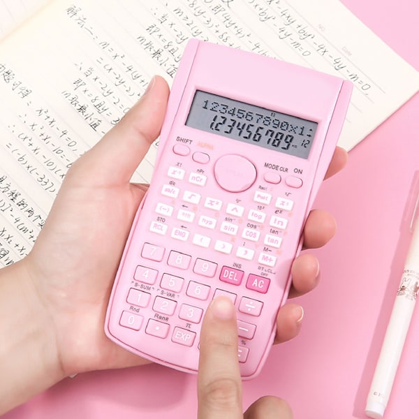 Vetenskaplig kalkylator 12 siffror 240 funktioner Multifunktion stor display funktion miniräknare med glidande hårt cover Sakura Pink
