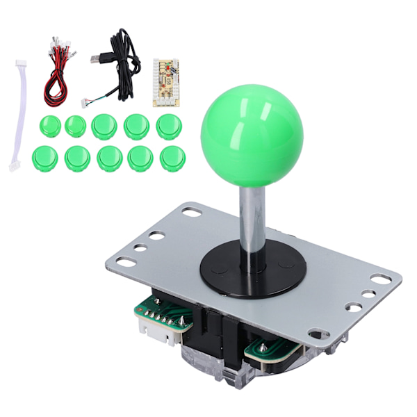 QM070901 Arkadspels Joystick Kit Noll Fördröjning Arkadspel DIY Kit Delar med Encoderkort 10 Knappar Joystick för MAME Grön
